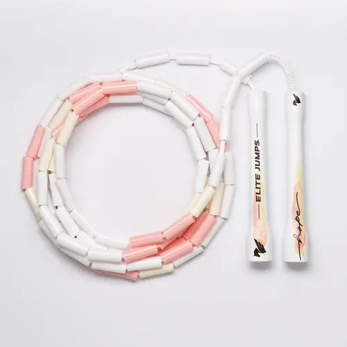 Elite Jumps Hope Spring Sunset 1" Beaded Jumping Rope - 5" Handles for Control, 10 ft Length (10' Fits Tall Jumpers), Strong Durable Exercise Equipment - Adjustable for Custom Height, Home Workout Fitness Training for Rhythm, Speed, Agility