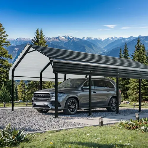 Walsunny Carport, 12x20x8.5 FT Heavy Duty Steel Carport Canopy for Outdoor Activities and Events, Iron Metal Carport Garage for Pickup, Boat, Car and Tractors, Grey Patio Deck Tiles Drop Ceiling Tiles Exterior