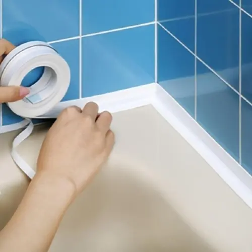 Self-Adhering White Water-Resistant Caulking Tape - 3.2m (1.5" x 10.5ft) Leak-Proof Tape for Bath & Kitchen Use, Toilet, Sink Seal Edges, Kitchen Sink, For Tub Edges