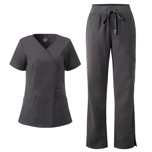 COZYFIT Soft Scrubs for Women - Mock Wrap Top & Straight Leg Pants with 6 Pockets, Back Princess Seams, Soft Fabric, Workwear, Uniforms,summeroutfits,vacationoutfits,bathingsuitwomenset,beachoutfits