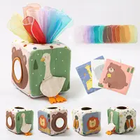 Youuys Sensory Toys, Montessori Soft Cloth Tissue Box with Crinkle Tissues & Silk Scarves, Fine Motor Skills Baby Gifts for 6-18 Months, Unisex, Multi-Sense, Sensory Products, Textured, Toy Set, Squeaky, Tissue Cube,back to school