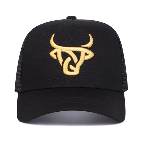 Unisex Adjustable Baseball Cap with Bull Embroidery, Casual Breathable Mesh Graphic Hats Embroidered Trucker Hat for Outdoor Activities