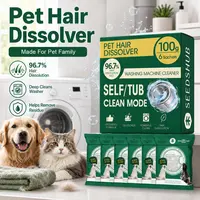 Seedshub Washing Machine Pet Hair Dissolving Cleaner, 5-in-1 Enzymatic Formula for Deep Cleaning & Pet Bedding, Dog & Cat Hair & Odor Removal, Septic-Safe for Front & Top Load HE Machines, 6 x 100g Individual Sachets