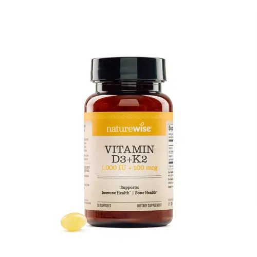 NatureWise Vitamin D3 + K2 (MK7) 100mcg with Organic Extra Virgin Coconut Oil - Mini Softgels - Supports Calcium Absorption, Bone & Immune Health - Non-GMO, Soy & Gluten-Free - USA Manufactured
