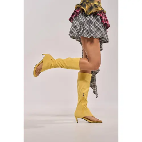 AZALEA WANG CECILE MUSTARD SANDAL STILETTO