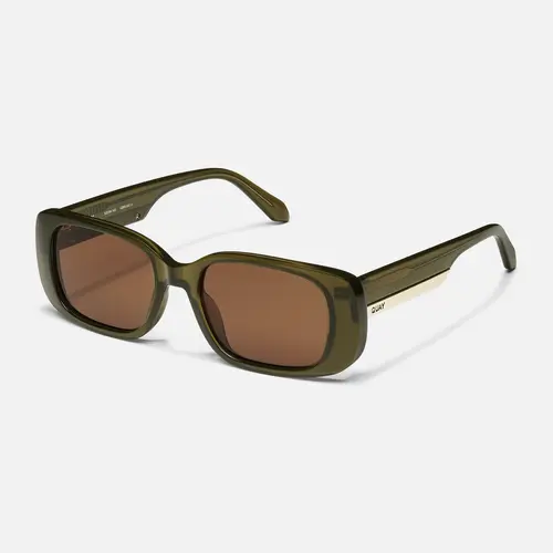 QUAY AUSTRALIA Karma Rectangular Sunglasses with Metal Hardware Detail & Built-in Nose Pads for Everyday Wear