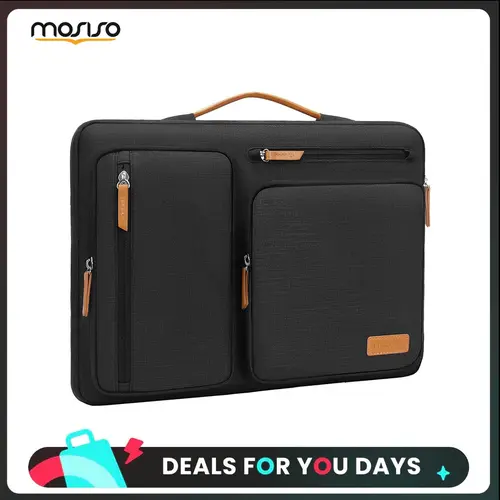【Limited-Time Sale】MOSISO 13-17.3 inch 360° Protective Laptop Case | Shockproof Slim Sleeve with Handle, 4 Zipper Pockets & Side Opening | Compatible with MacBook Air/Pro, Dell XPS, HP, Lenovo, Acer | For Work, Travel, Commute,Office,Business trip, Polyes