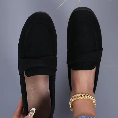 Women's Fashionable Solid Color Slip on Flat Shoes, Casual Comfortable Loafers for Daily Wear, Lightweight Breathable Shoes for Women & Girls, Slip on Flats, Casual Trendy Flat, Breathable Footwear