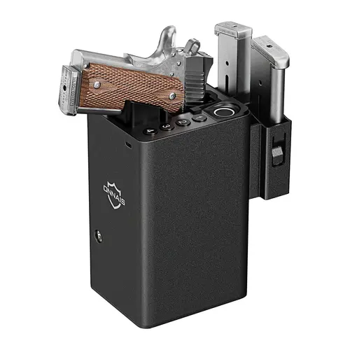 Compact Biometric Fingerprint Lock Metal Handgun Safe - Anti Theft Safes with Fast Unlock Access, Stealth-Mounted Storage for Ballistic Dummy Blasters & Toy Guns, Father’s Day Gift (Toys & Hobbies, Sports & Outdoor Play)