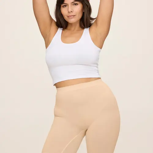 Thigh Society The Staple Women's Anti-Chafing Slip Shorts - Seamless Front, Velvet Texture, Buttery Soft, Breathable for Active Days, Stay-Put Fit Under Dresses, Upper/Mid/Knee Length, Nylon, Cotton, Elastane, Minimalist Shapewear