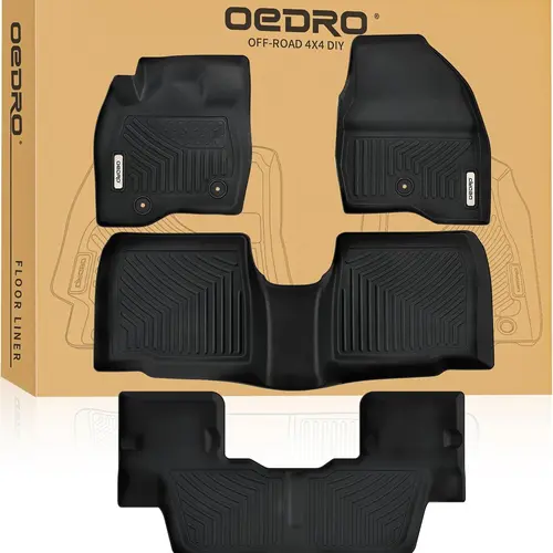 YITAMOTOR Floor Mats Fit for 2015-2019 Ford Explorer Without 2nd Row Center Console, TPE All Weather Car Mats Accessories Includes 1st 2nd and 3rd Row Full Set Liners