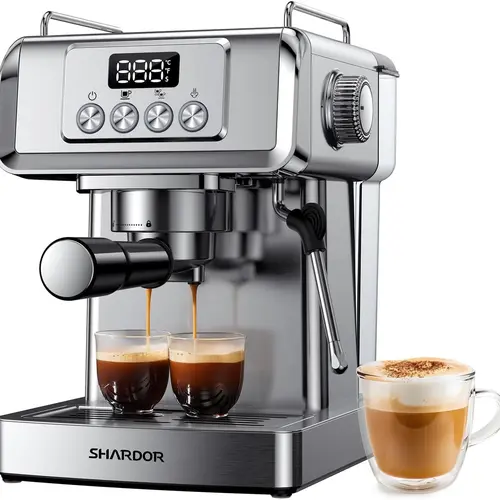 20-Bar Durable Espresso Machine Coffee Equipment, Professional Home Latte & Cappuccino Maker with Milk Frother, 60 Oz Water Tank, Stainless Steel Steam Wand, 1350W,home essentials