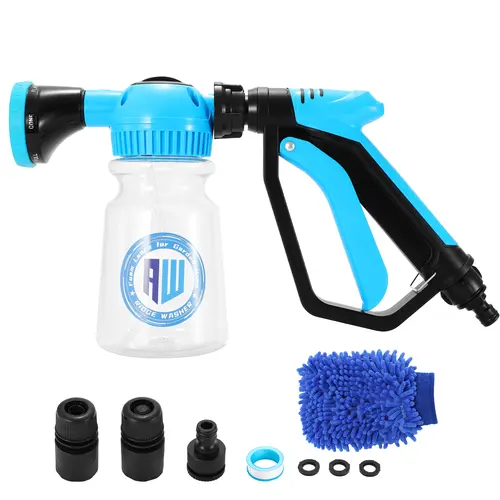 【2026 Upgraded】RIDGE WASHER 6 in 1 Car Wash Foam Spray Lance with Microfiber Wash Mit,with Adjustable Water Pressure & Soap Ratio Dial,Attaches to Any Garden Hose,No Need Pressure Washer, Car Wash Accessory toolupgrade