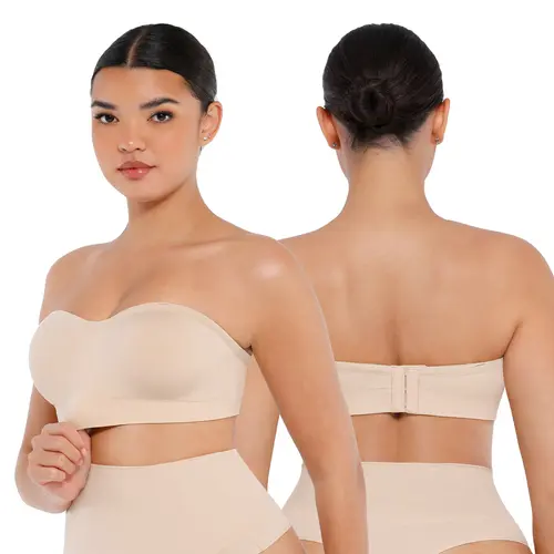 FeelinGirl Truekind Convertible Strapless Bandeau Bra with Wireless Comfort, Anti-Slip Grip & Removable Straps Seamless Daily Bras Adjustable Straps Soft Fabric Basic TiktokSuperBrandDay