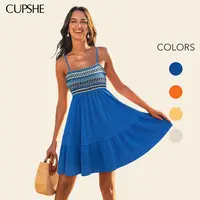 CUPSHE Women's Square Neck Sleeveless Spaghetti Strap Mini Summer Dress - Casual Bohemian Homecoming Beach Outfit, 2025 Womenswear,summeroutfits,vacationoutfits,beachoutfits #summerfinds