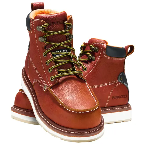 [WIDE SIZE] Men's Work Boots – HISEA NINGO Steel/Soft Toe, 6" Waterproof & Slip Resistant for Construction, Industrial Safety Boots, Round Toe, Minimalist