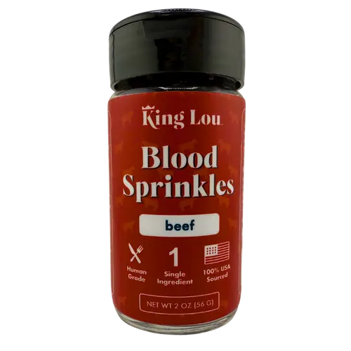 King Lou Beef Blood Sprinkles Topper for Dogs and Cats, 100% USA, Single-Ingredient Premium Quality Topper Supplement and Treat, Rich in Iron, Zinc, and B Vitamins