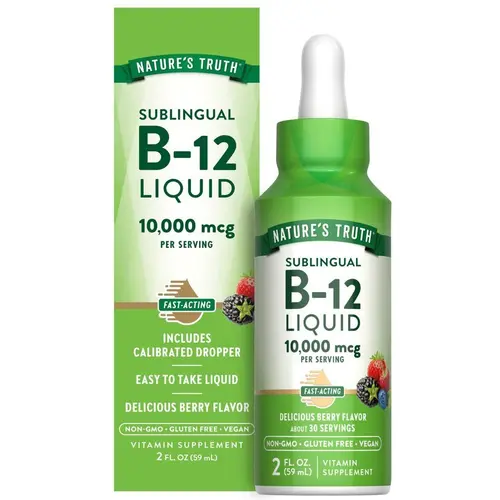 Nature's Truth Vitamin B-12 Sublingual 10,000 mcg Liquid - 2 fl oz - Vegan, Non-GMO & Gluten Free