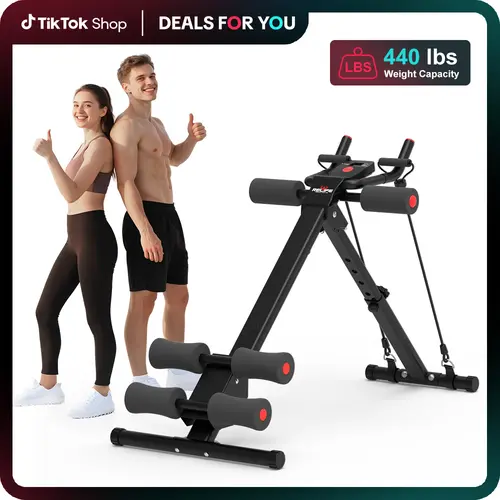 Relife Sports Adjustable Ab Trainer Machine with LCD Monitor, Knee Protection, Foldable Ab Exercise Machine for Arm and Buttocks-Core & Ab Trainer at Home Gym-dealsforyoudays Abdominal Training Equipment SummerVibes summerwins