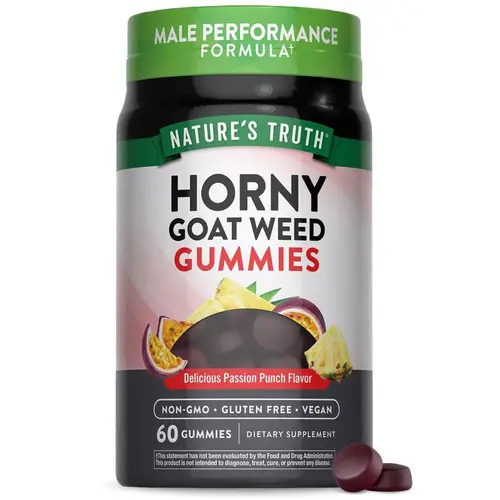 Nature's Truth Horny Goat Weed Gummies - 60 Count - with Maca Root - Vegan, Non-GMO & Gluten Free Supplement For Men