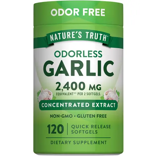 Nature's Truth Odorless Garlic 2400 mg - 120 Softgels - Concentrated Extract - Non-GMO, Gluten Free Supplement