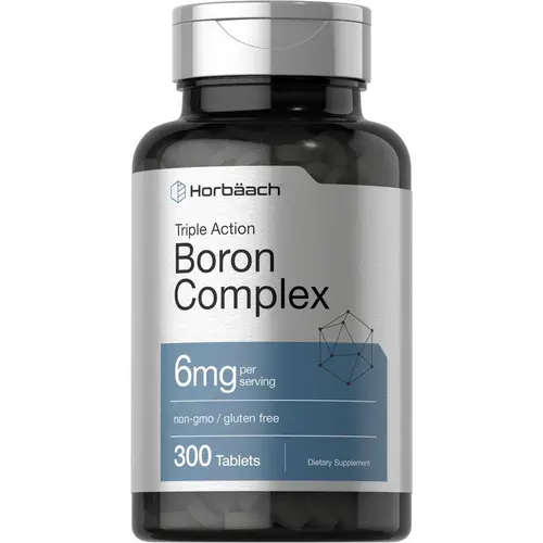 Horbäach Triple Boron Complex 6 mg Supplement - 300 Tablets - For Men and Women - Vegetarian, Non-GMO & Gluten Free