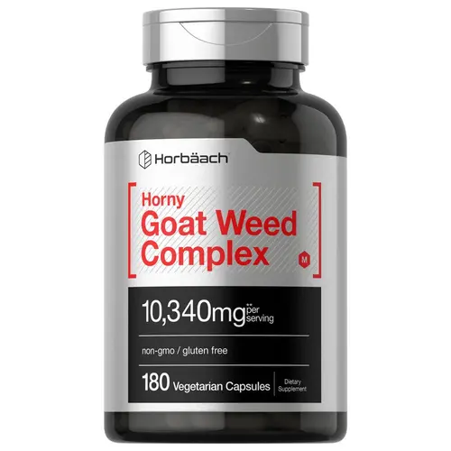 Horbäach Horny Goat Weed Complex 10,340 mg - 180 Capsules - Vegetarian, Non-GMO, and Gluten Free Formula