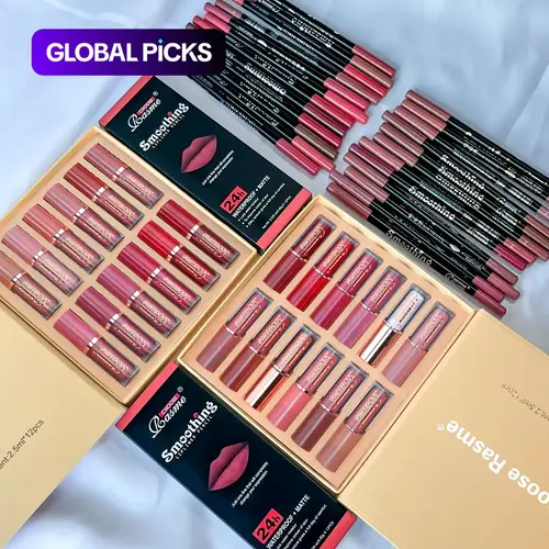 Matte Liquid Lipstick and Lip Liner Set, Smooth 24pcs Long-Lasting Waterproof Lipsticks and 24pcs Lip Liners for All-Occasion Lip Makeup #GLOBAL PICKS