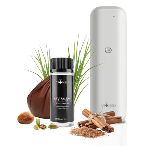 Aromely Scent Diffuser Kit + My Way Vanilla Bundle - Elegant Room Aromatizer, Waterless Aromatherapy Diffuser with Home Fragrance Oils for Home Use