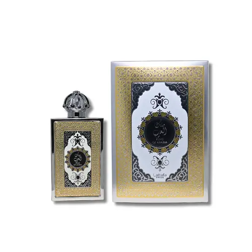 Lattafa King of Arabia Men's Eau de Parfum (EDP) - Woody Arabic Perfume, Fragrances with Cedarwood, Leather Base, Vanilla, Warm Patchouli End, Woody Citrus, Osmanthus Floral, Alcohol-Infused, 3.4 fl oz, Ideal Adult Gift, Signature Scent Bottle