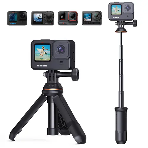 K&F CONCEPT MS03 Small 13"/33cm Action Camera Tripod Stand - Travel Tripod, Mobile Accessories, Clip Mount for GoPro, Action Cameras, Smartphones (Live Streaming, Vlog Selfies), Sturdy, Tripod For Iphone