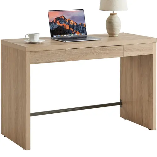 SICOTAS Sturdy Computer Desk - 47-in Wood Workstation with Drawers, Storage Drawer Platform, Stable Tabletop, Farmhouse Home Office Executive Desk for Bedroom Dormitory