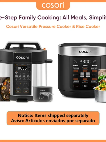 COSORI 9-in-1 6 Qt Pressure Cooker & 18-in-1 5 Qt Multifunction Rice Cooker Bundle, Multifunction Appliance with Sauté, Slow Cook, Steam, Sous Vide, Sterilizer, 24H Warm, Stainless Steel & Nonstick Inner Pots, 50 Recipes, dealsforyoudays, Pressure