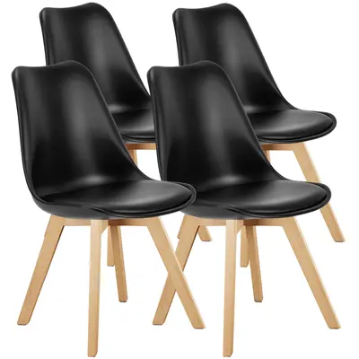 Dining Chairs Set of 4 Mid-Century Modern Dinning Chairs, Living Room Bedroom Outdoor Lounge Chair PU Leather Cushion and Wood Legs
