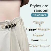 16 Counts Pearl Brooch Pins, Clothing Dresses Decoration, No Sewing Sweater Shawl Safety Pins Cardigan Collar Safety Pins for Women Faux Pearl Pant Tightener, Mixed Style Assortment