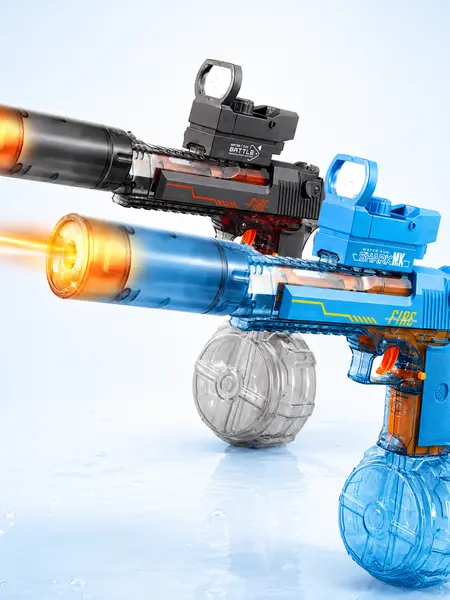 NETNEW Unisex Kids 6-8 Years LED Watergun, Automatic Rechargeable Electric Water Toy with Lights & Simulated Flame Effect, 32 FT Long Range Large Capacity Tank for Pool Backyard Summer Outdoor Play