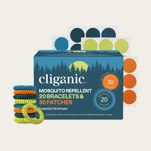 Cliganic Mosquito Repellent Out & About Bracelet Stickers Pack for Kids & Adults Multi Color, Natural DEET-Free, Essential Oil Infused Citronella Scent
