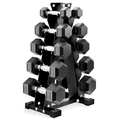 BalanceFrom Dumbbell Set with Stand, Rubber Encased Home Gym Hand Weights, 150lb