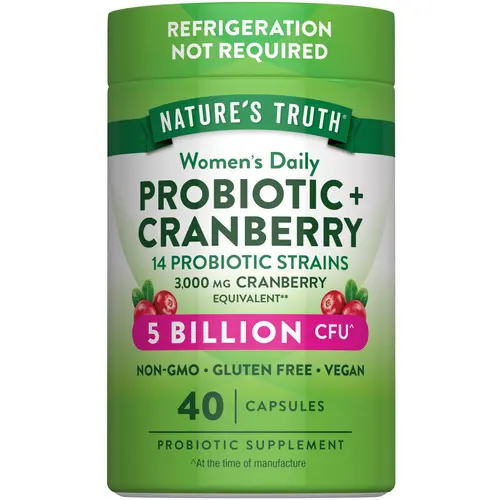 Nature's Truth Probiotics for Women with Cranberry - 5 Billion CFUs Daily - 40 Vegan Capsules - Non-GMO & Gluten Free
