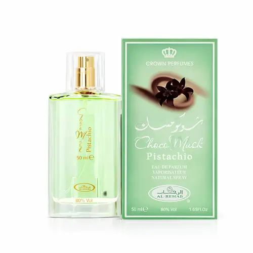 Al Rehab Pistachio Choco Musk Unisex EDP Fragrance Spray Bottle, 50ml Gourmand Signature Niche Beauty Product, Non-Toxic, Adult-Use Single Item, Choco Musk Unisex Fragrance, Arabian Perfumes