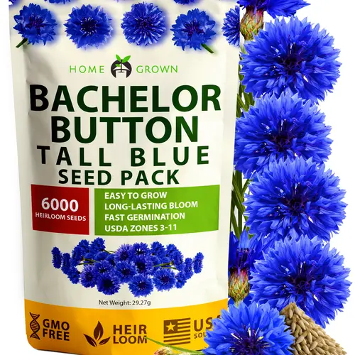 Tall Blue Bachelor’s Button Heirloom Seed Flowers – 6000 Easy-to-Grow Garden Plant Seeds for Home Gardening Grow-at-Home Use, Grow-At-Home Flowers