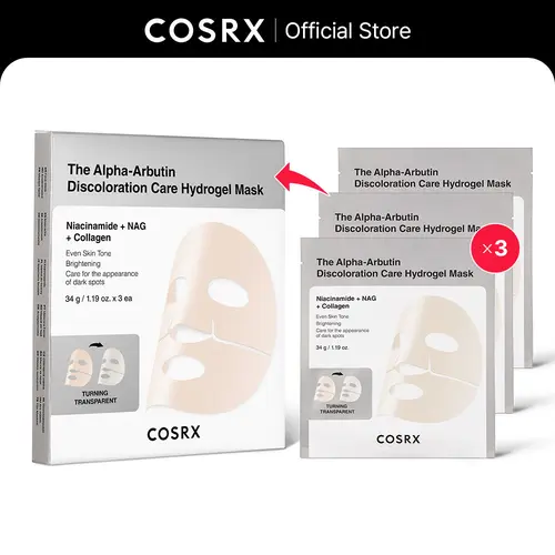COSRX Alpha Arbutin Hydrating Gel Face Mask - 3 Sheets with Hyaluronic Acid, Overnight Moisture Beauty & Face Care Product, Sensitive Skin Hyperpigmentation Treatment for Uneven Skin Tone & Pore Control