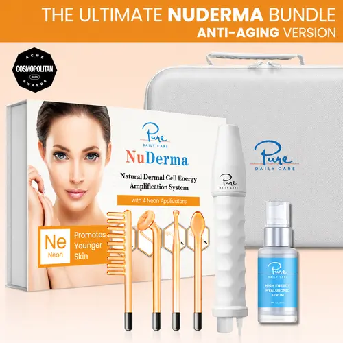 NuDerma Standard Complete High Frequency Bundle – Anti-Aging Neon Wand for Wrinkles & Firming Facial Beauty Instrument Highfrequencywand