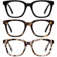 RESJOK 3 Pairs Fashion Square Frame Reading Glasses - 2025 New High Quality Eyewear, Blue Light Blocking Anti-Glare Computer Readers for Women, Eye Strain Relief Eyewear Fashion Magnifiers