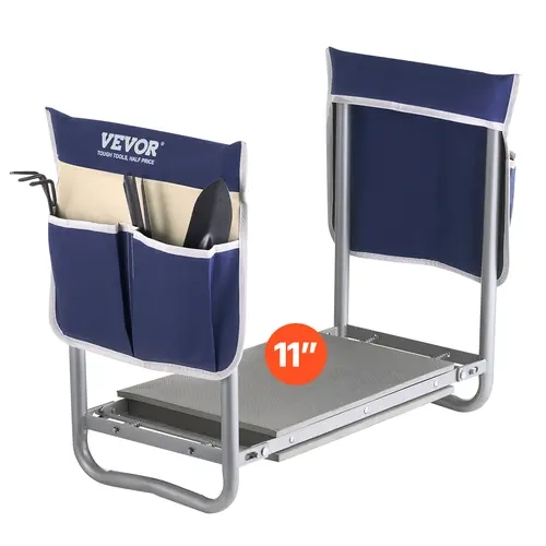 VEVOR Folding Garden Kneeler-Seat with Handle, 11in Wide 10mm EVA Foam Pad, Dual Tool Bags, 6.83 lbs Lightweight, 330lbs Capacity, Anti-Slip Tubing, for Camping, Knee & Back Pain Relief