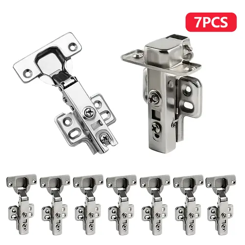 Brushed Nickel Brushed Silver Metal Soft-Close Concealed Cabinet Hinges, 105° Short Arm Overlay Hinges for Face Frame Doors, with Mounting Screws & Screwdriver for Kitchen Cabinets, Brushed Silver Metal Hinges, Furniture