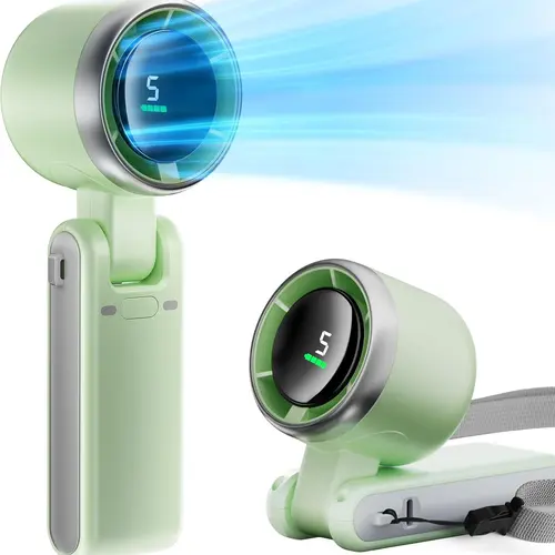 Cordless Battery Handheld Fan - 5-Gear Wind, Air Turbo Tech, Rotatable Portable Small Fan for Camping, Travel, Working, Cordless Battery Fan