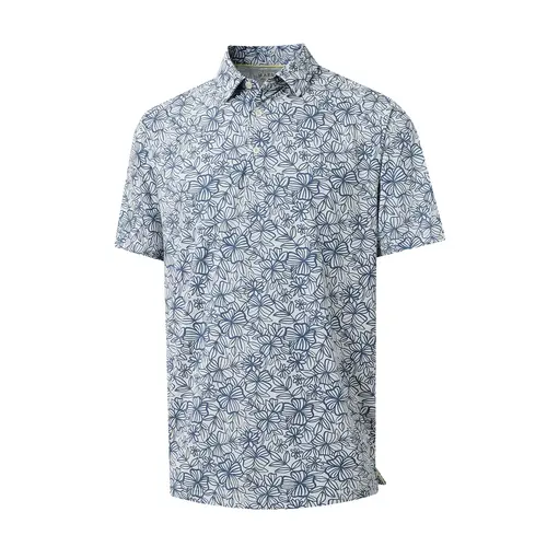 MAELREG Golf Shirts for Men Print Performance Moisture Wicking Dry Fit Heather Stripe Collared Mens Polo Shirt Short Sleeve