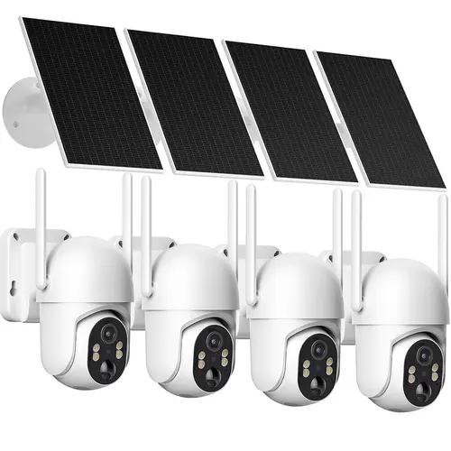 [Freeship]4G LTE for No WiFi Solar Security Cameras Wireless Outdoor 4MP 2K Trail Cameras, PIR Motion Detection Home Safety System 360°  Live View,Siren,Color Night Vision, SD/Cloud Storage (SIM Card Included Data Refill is Required), Camera Security, Rec