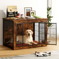 Warcat Dog Crate Furniture with Thick Cushion, Side End Table Wooden Dog Cage with Double Doors, Chew-Resistant Dog Kennel Dog House Indoor for Small to Large Dog #TikTokShopDealsforYouDays #DealsForYouDays